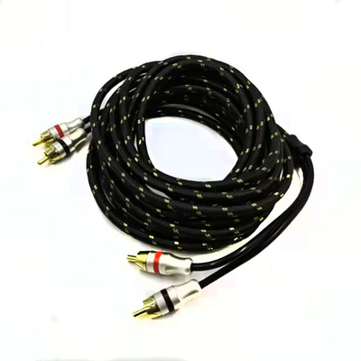 Мужчина-мужчина 2 RCA кабеля с нейлоновым сплетением расширяемый рукав 9,5 мм наружный диаметр